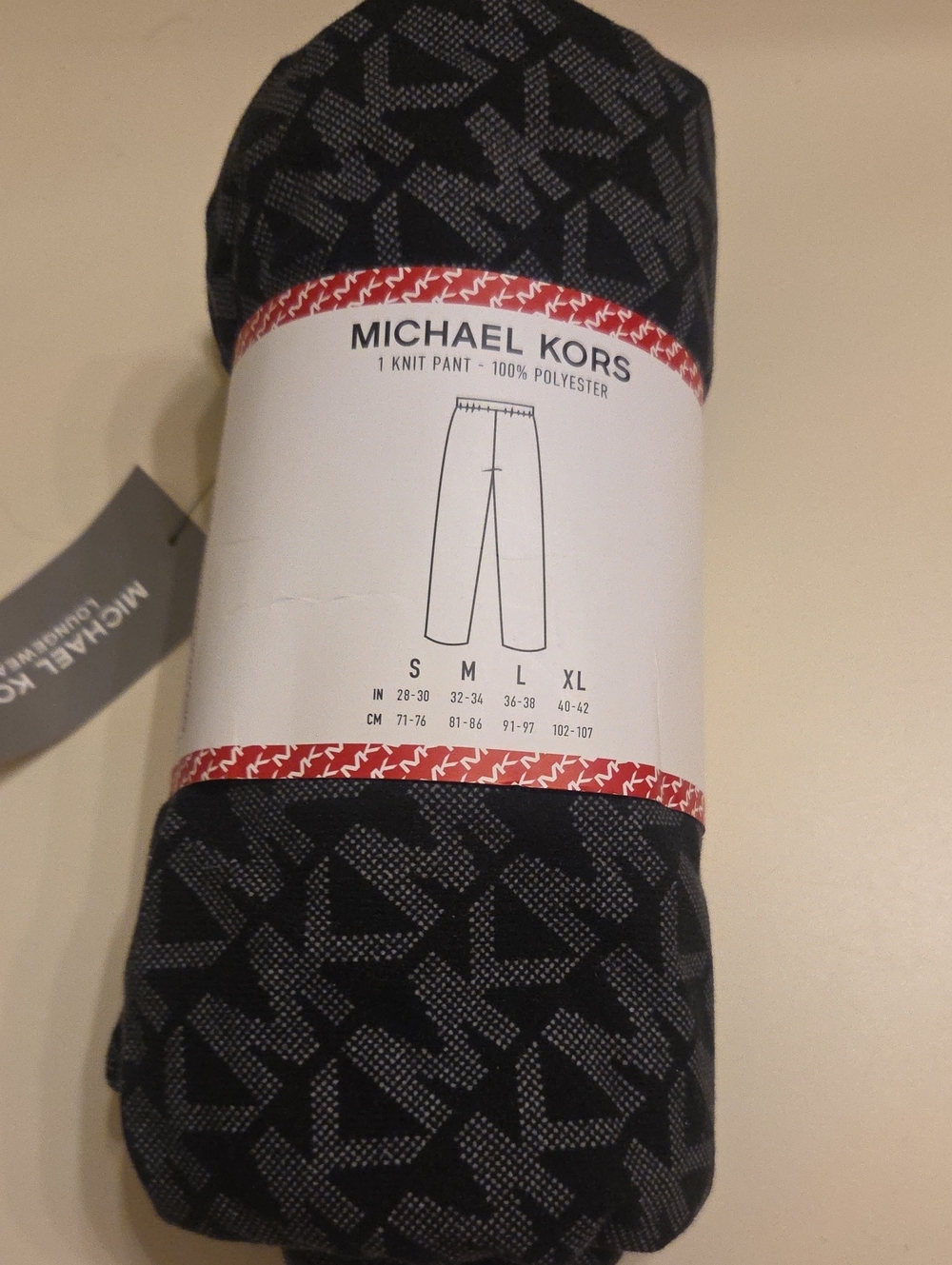 Michael Kors Black Knit Joggers with Gray MK Pattern